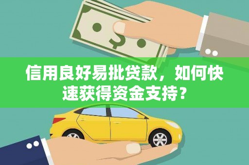 富川信用良好易批贷款，如何快速获得资金支持？