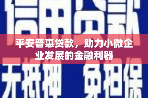 富川平安普惠贷款，助力小微企业发展的金融利器