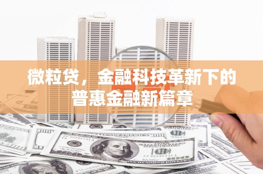 富川微粒贷，金融科技革新下的普惠金融新篇章